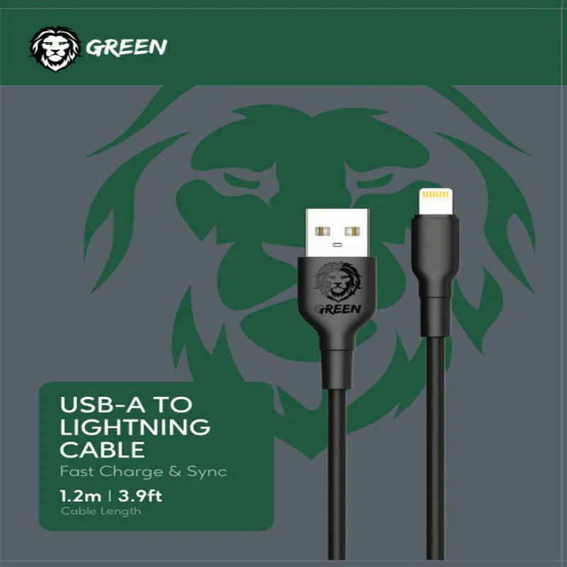 کابل شارژ سریع USB-A به لایتنینگ گرین مدل GNCIPHBK