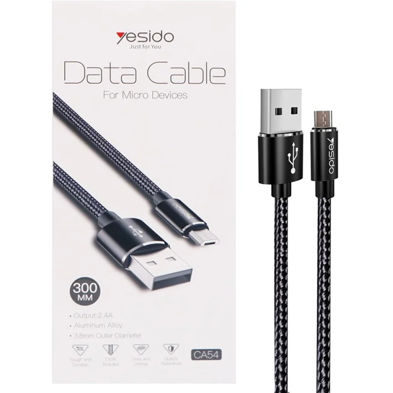 کابل میکرو یو اس بی Yesido CA54 2.4A 30cm ا Yesido CA54 2.4A 30Cm Micro USB Cable